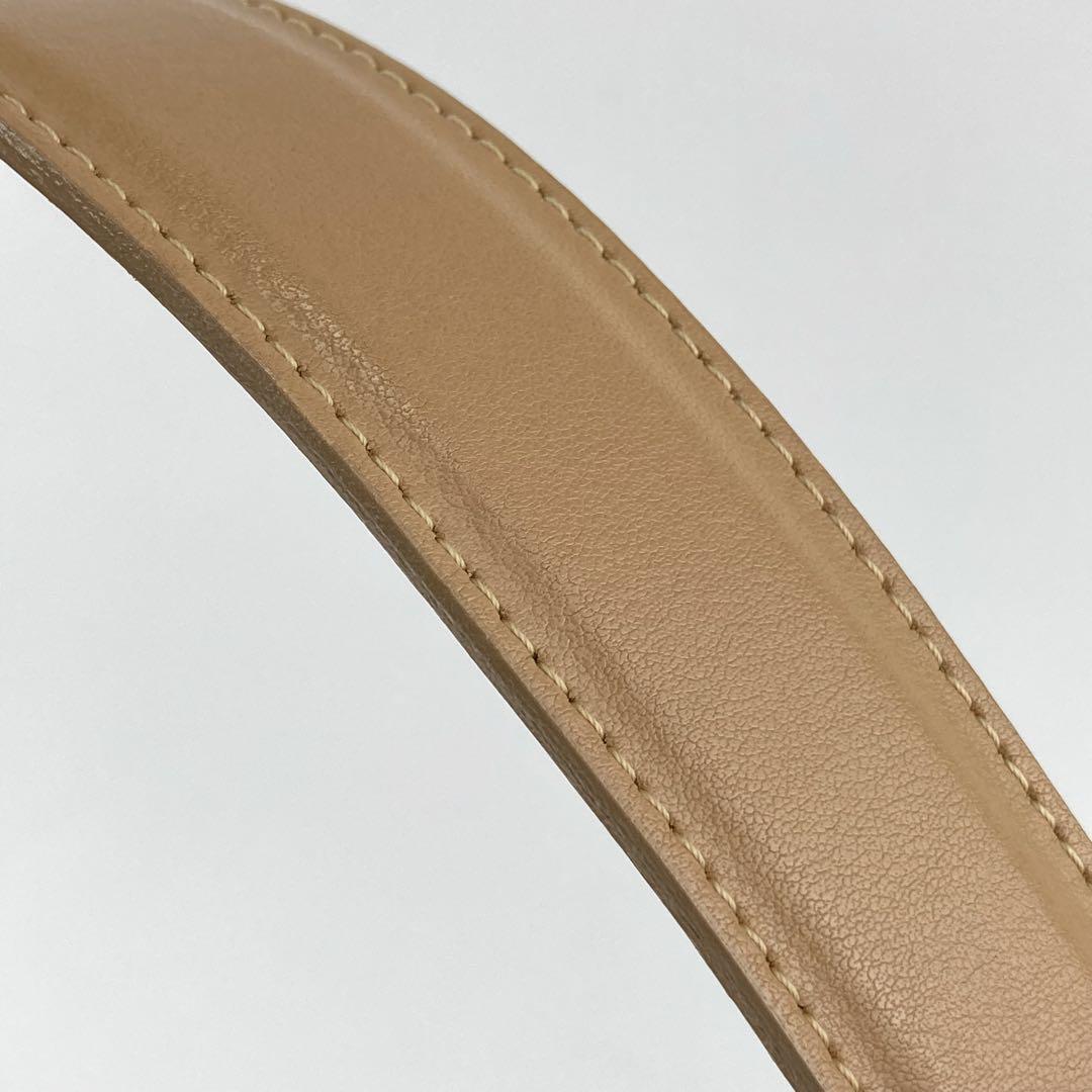 Longchamp Shoulder Bag Purse Leather Beige Authentic