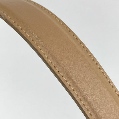 Longchamp Shoulder Bag Purse Leather Beige Authentic
