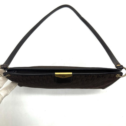 Christian Dior Shoulder Bag Purse Trotter Canvas Leather Brown Authentic