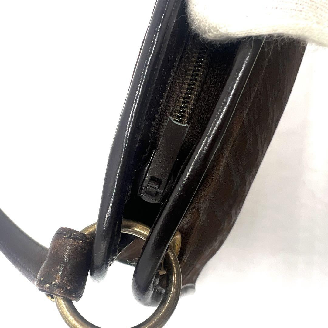Christian Dior Shoulder Bag Purse Trotter Canvas Leather Brown Authentic