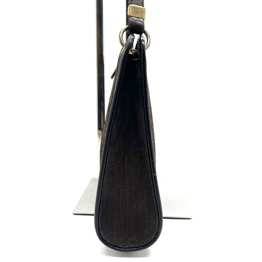 Christian Dior Shoulder Bag Purse Trotter Canvas Leather Brown Authentic