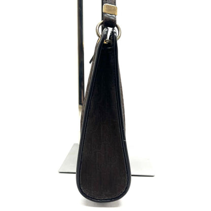 Christian Dior Shoulder Bag Purse Trotter Canvas Leather Brown Authentic