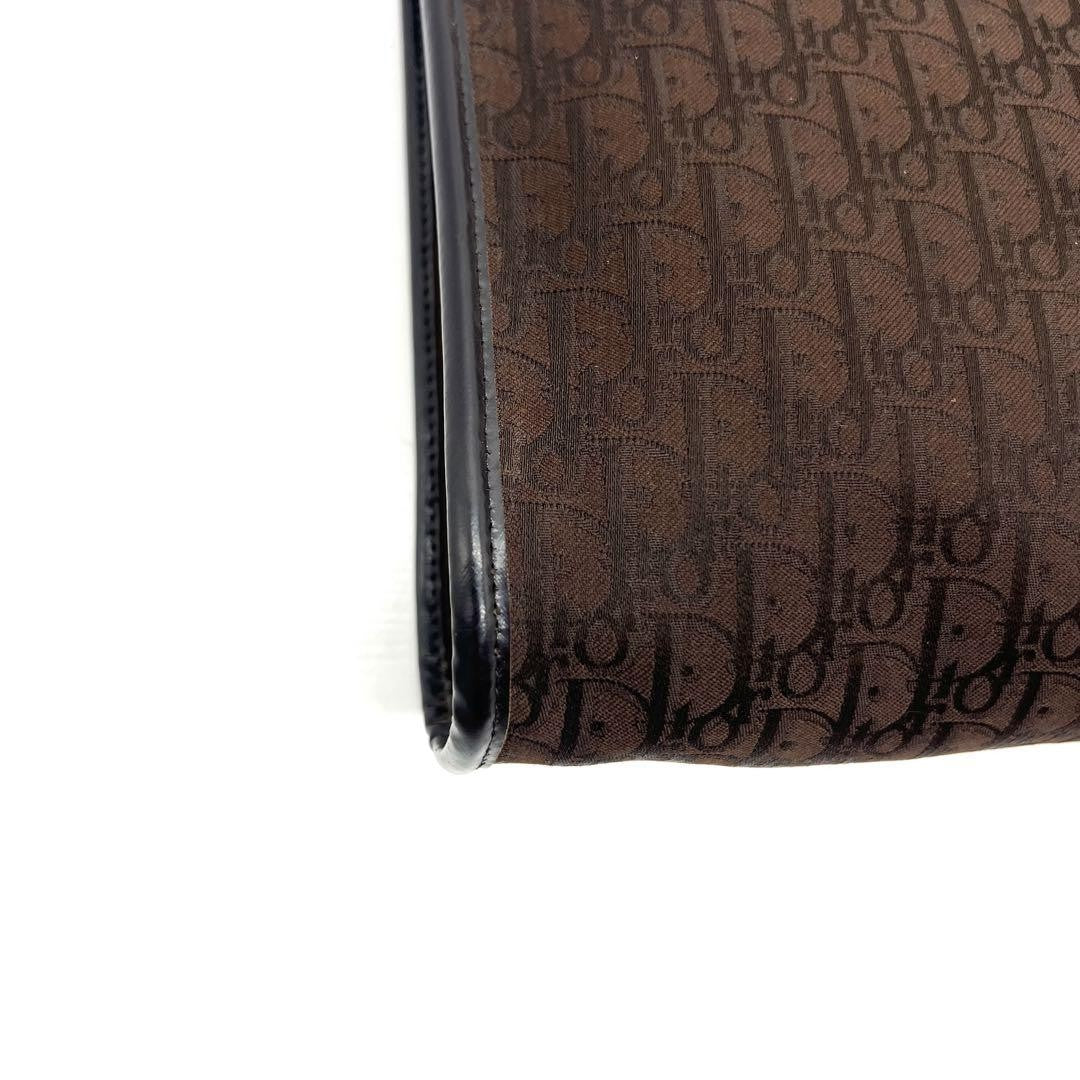 Christian Dior Shoulder Bag Purse Trotter Canvas Leather Brown Authentic