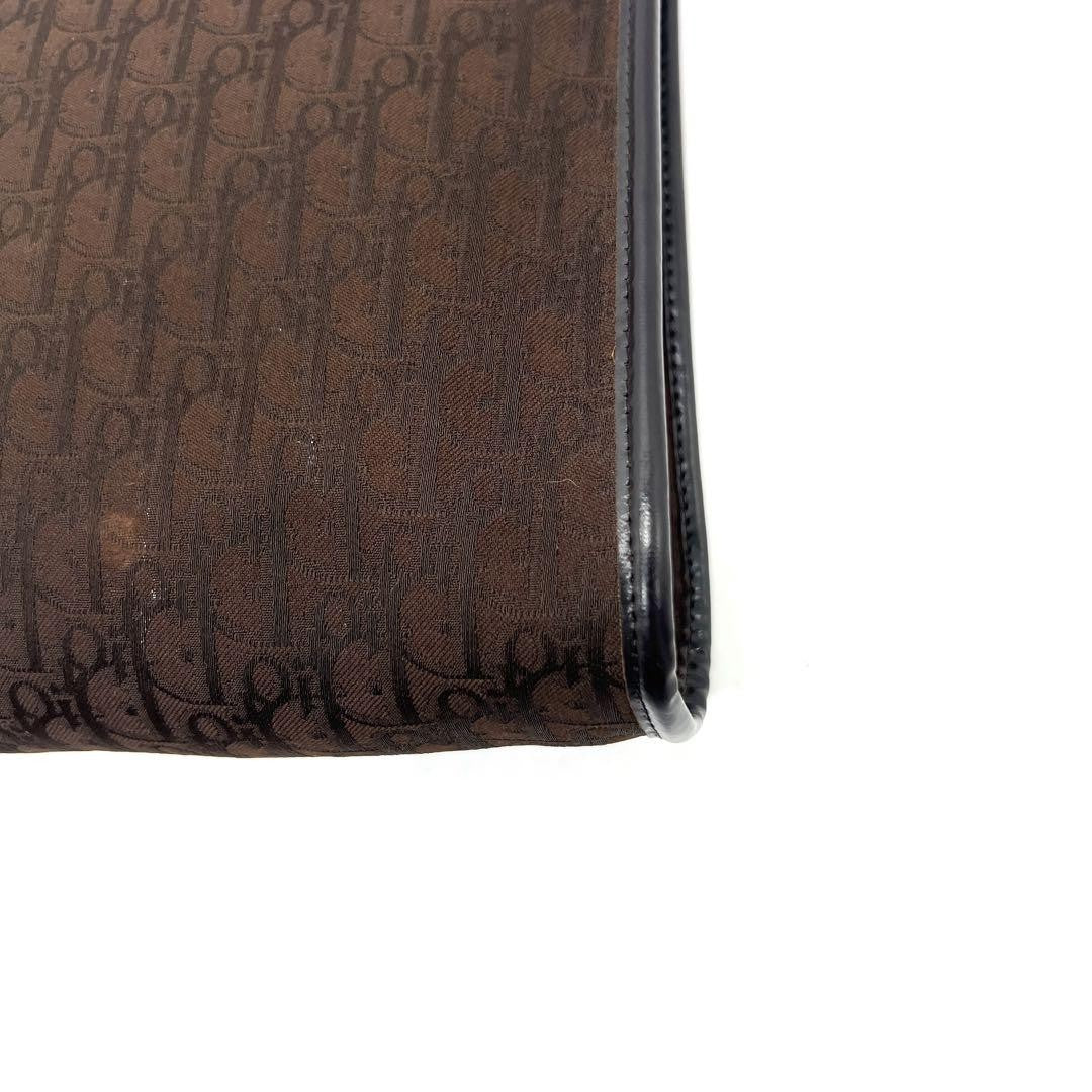 Christian Dior Shoulder Bag Purse Trotter Canvas Leather Brown Authentic