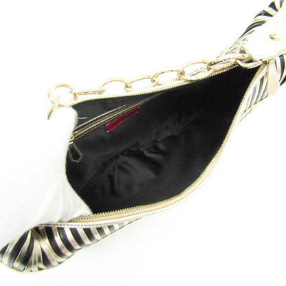 Valentino Garavani Shoulder Bag Purse Leather Black Champagne Gold Authentic