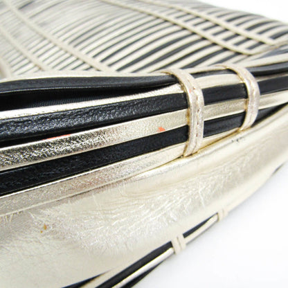 Valentino Garavani Shoulder Bag Purse Leather Black Champagne Gold Authentic