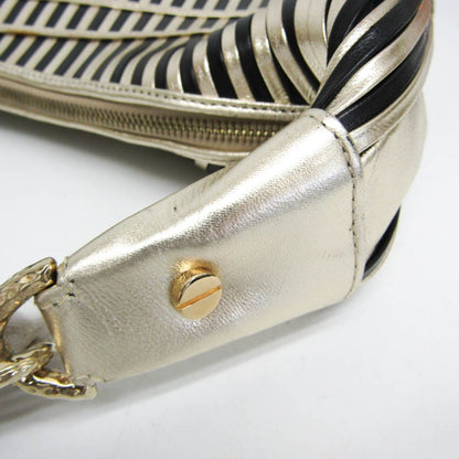 Valentino Garavani Shoulder Bag Purse Leather Black Champagne Gold Authentic