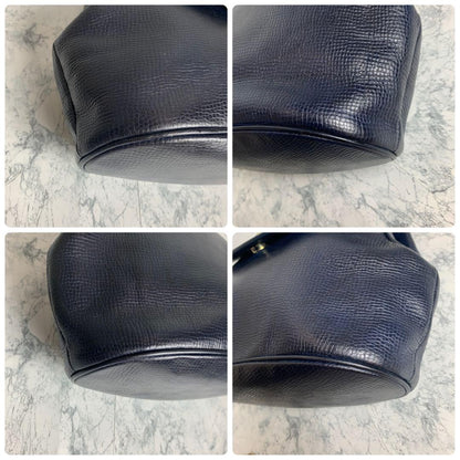 Christian Dior Shoulder Bag Purse CD Leather Navy Authentic