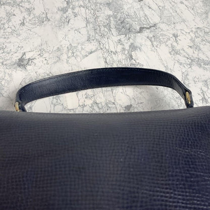 Christian Dior Shoulder Bag Purse CD Leather Navy Authentic