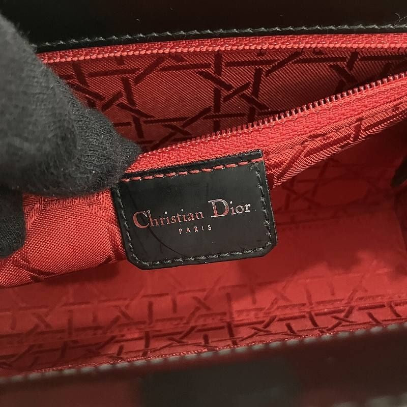 Christian Dior Shoulder Bag Purse Logo Leather Black Authentic