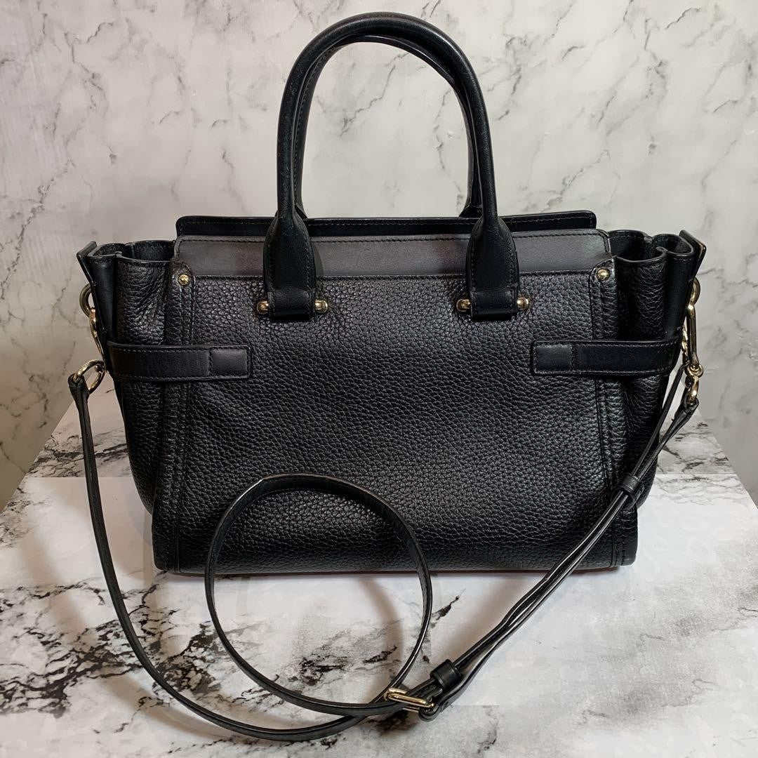 COACH Shoulder Bag Purse Leather Black Authentic