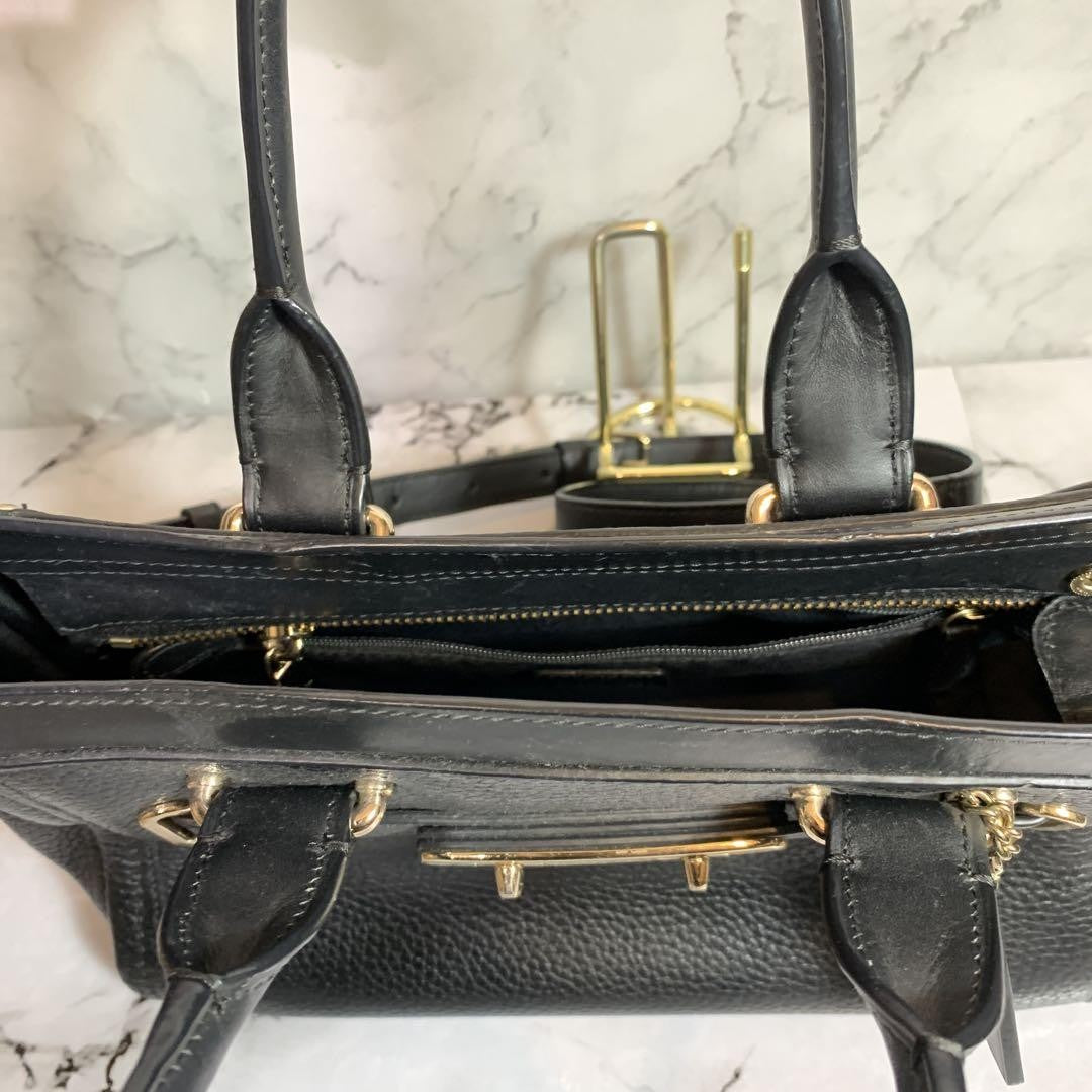 COACH Shoulder Bag Purse Leather Black Authentic