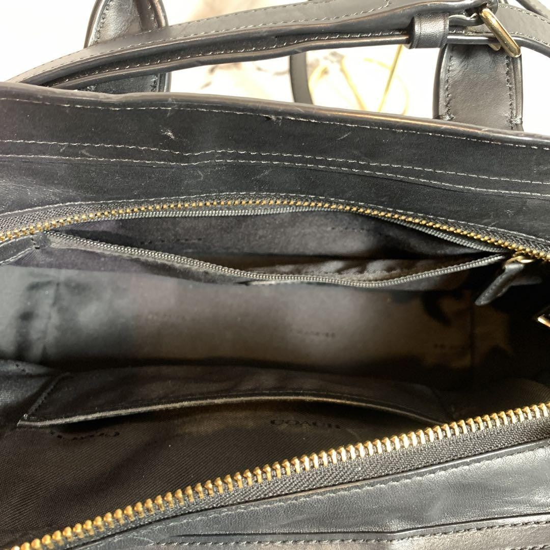 COACH Shoulder Bag Purse Leather Black Authentic