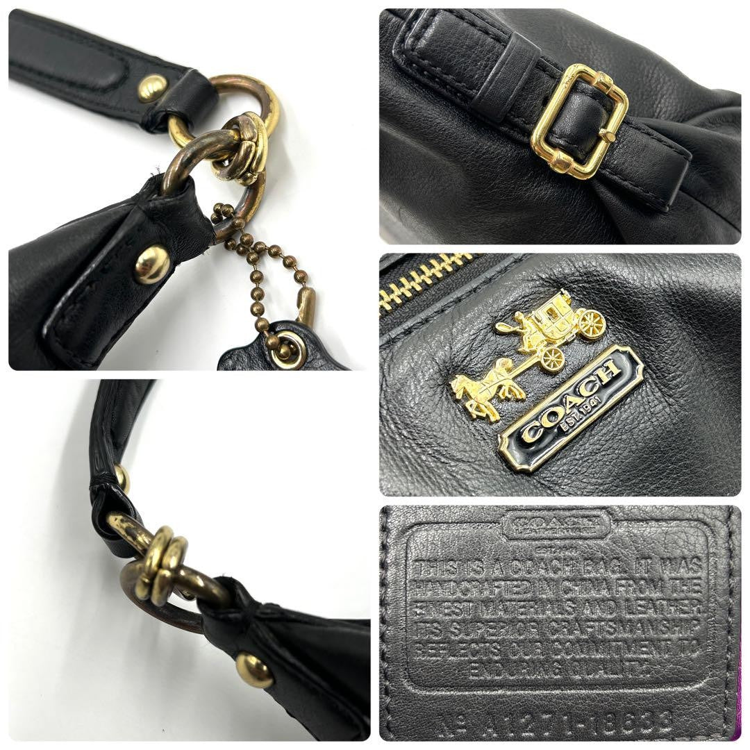 COACH Shoulder Bag Purse 2way Leather Black Authentic