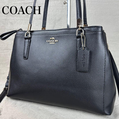 COACH Hand Shoulder Bag Tote Purse 2way Leather Black Authentic