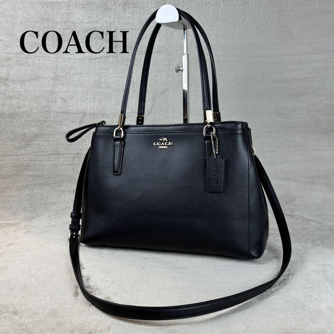 COACH Hand Shoulder Bag Tote Purse 2way Leather Black Authentic