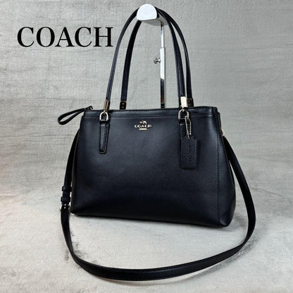 COACH Hand Shoulder Bag Tote Purse 2way Leather Black Authentic