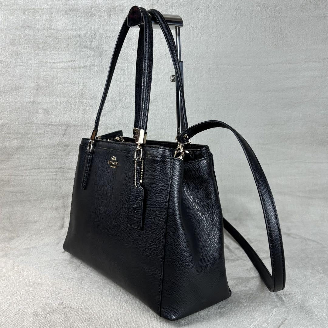 COACH Hand Shoulder Bag Tote Purse 2way Leather Black Authentic
