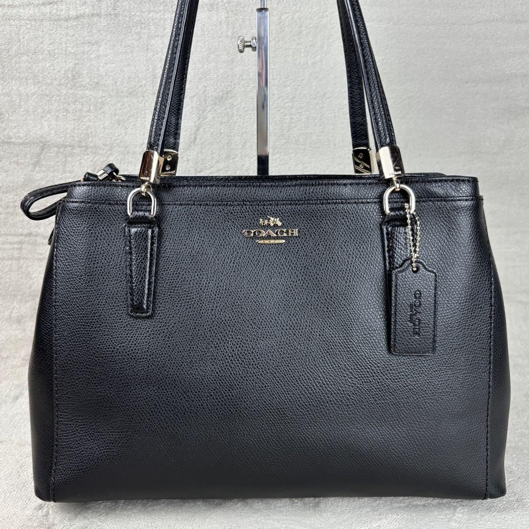 COACH Hand Shoulder Bag Tote Purse 2way Leather Black Authentic