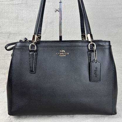 COACH Hand Shoulder Bag Tote Purse 2way Leather Black Authentic