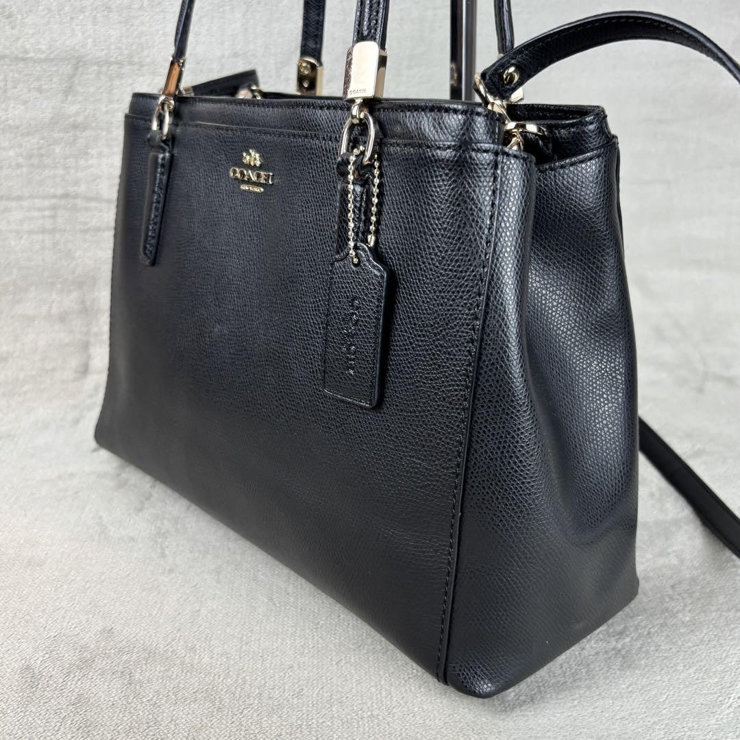 COACH Hand Shoulder Bag Tote Purse 2way Leather Black Authentic