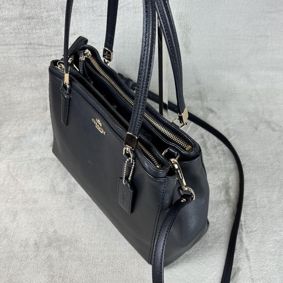 COACH Hand Shoulder Bag Tote Purse 2way Leather Black Authentic