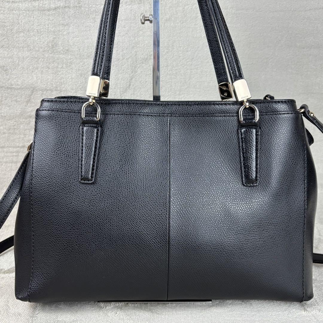 COACH Hand Shoulder Bag Tote Purse 2way Leather Black Authentic