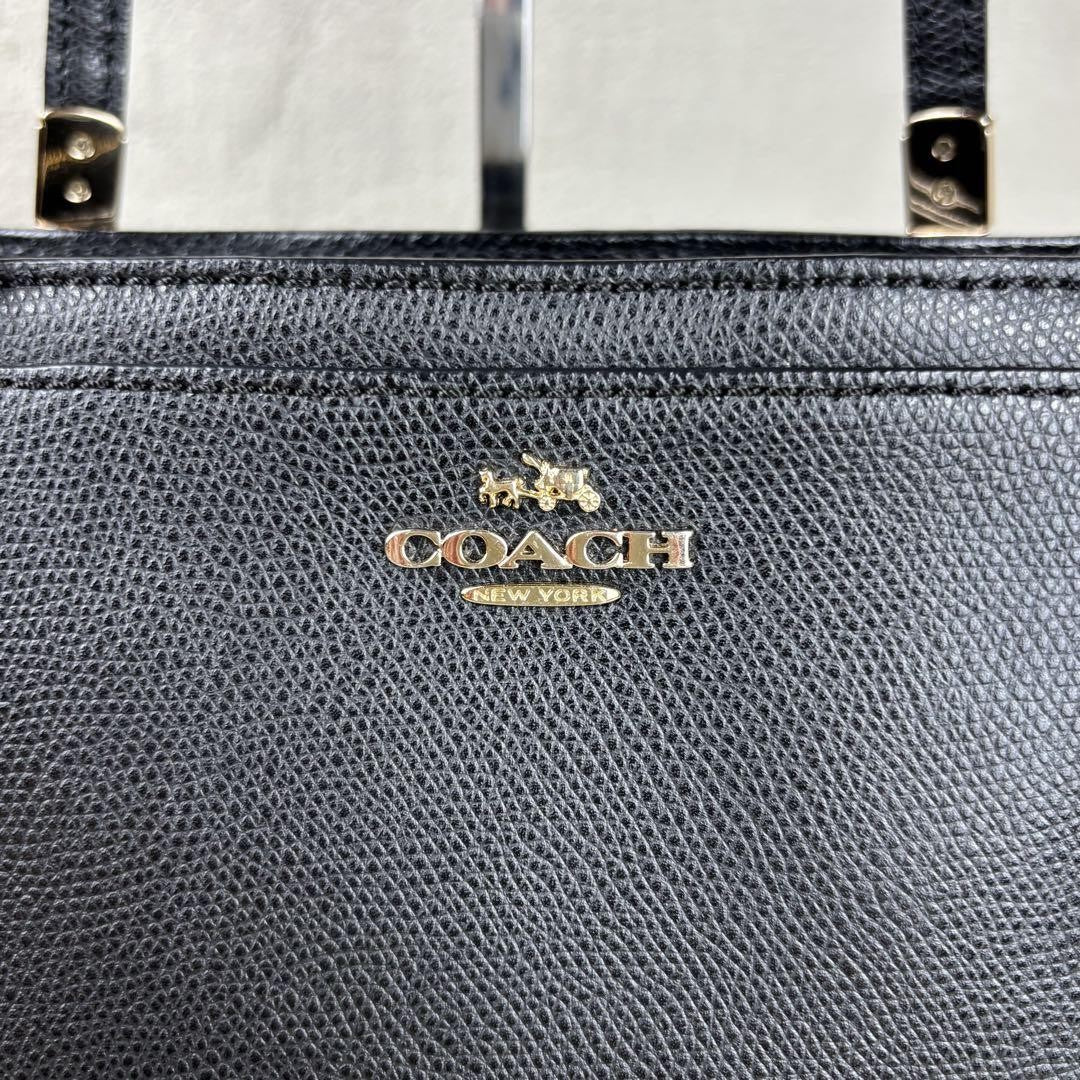 COACH Hand Shoulder Bag Tote Purse 2way Leather Black Authentic
