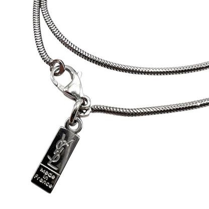 Saint Laurent Necklace Pendant YSL Cassandra Silver Authentic