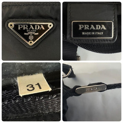 PRADA Shoulder Bag Purse Logo Nylon Black Authentic