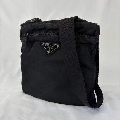 PRADA Shoulder Bag Purse Logo Nylon Black Authentic