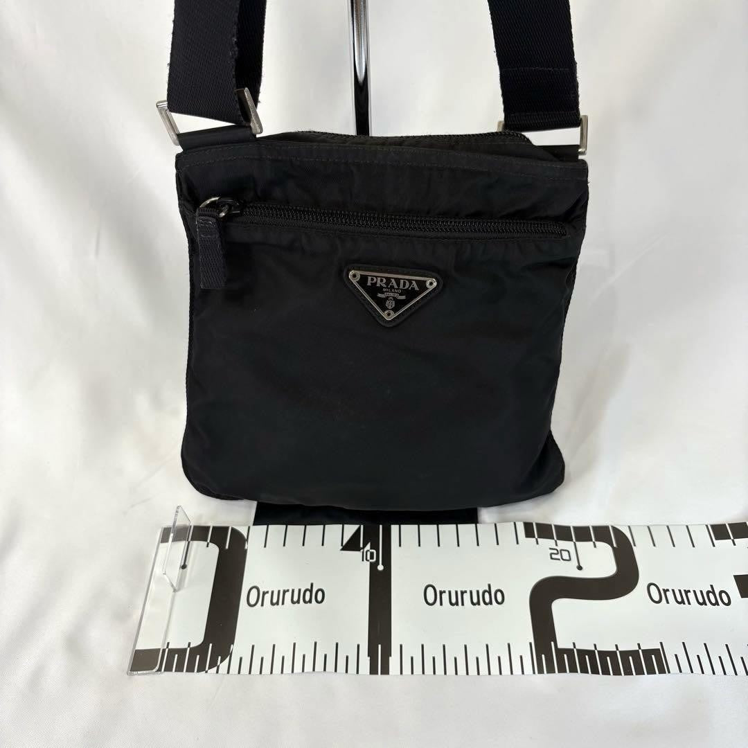 PRADA Shoulder Bag Purse Logo Nylon Black Authentic
