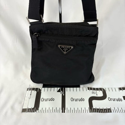 PRADA Shoulder Bag Purse Logo Nylon Black Authentic