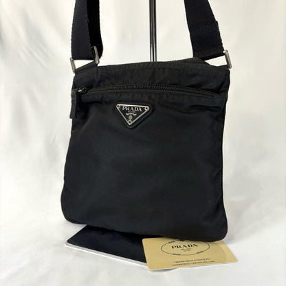 PRADA Shoulder Bag Purse Logo Nylon Black Authentic