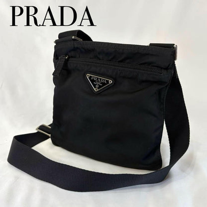 PRADA Shoulder Bag Purse Logo Nylon Black Authentic
