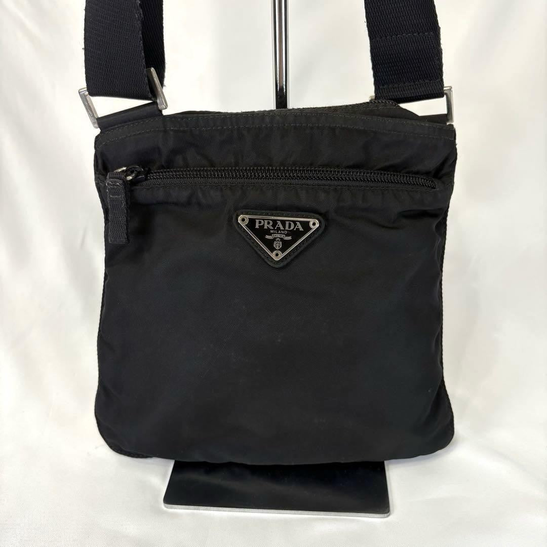 PRADA Shoulder Bag Purse Logo Nylon Black Authentic