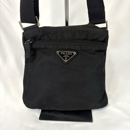 PRADA Shoulder Bag Purse Logo Nylon Black Authentic