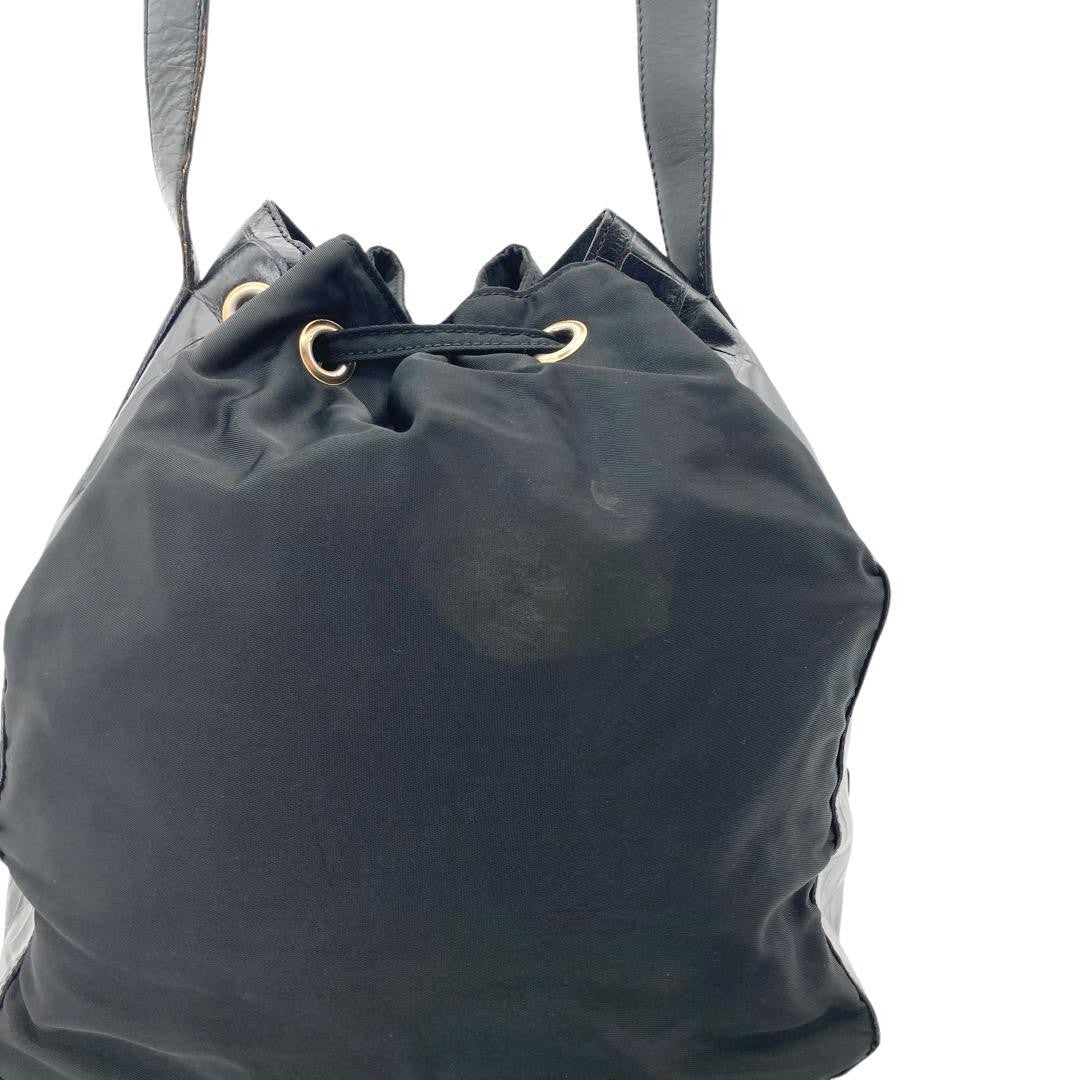 PRADA Shoulder Bag Purse Logo Nylon Black Authentic