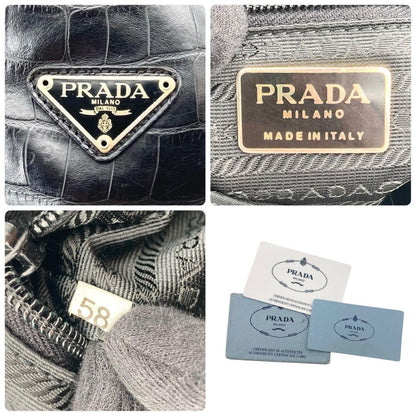 PRADA Shoulder Bag Purse Logo Nylon Black Authentic