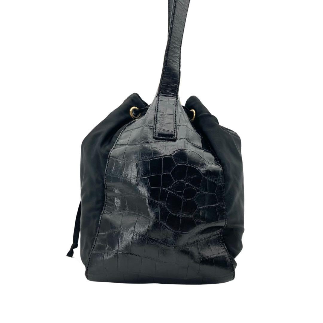 PRADA Shoulder Bag Purse Logo Nylon Black Authentic
