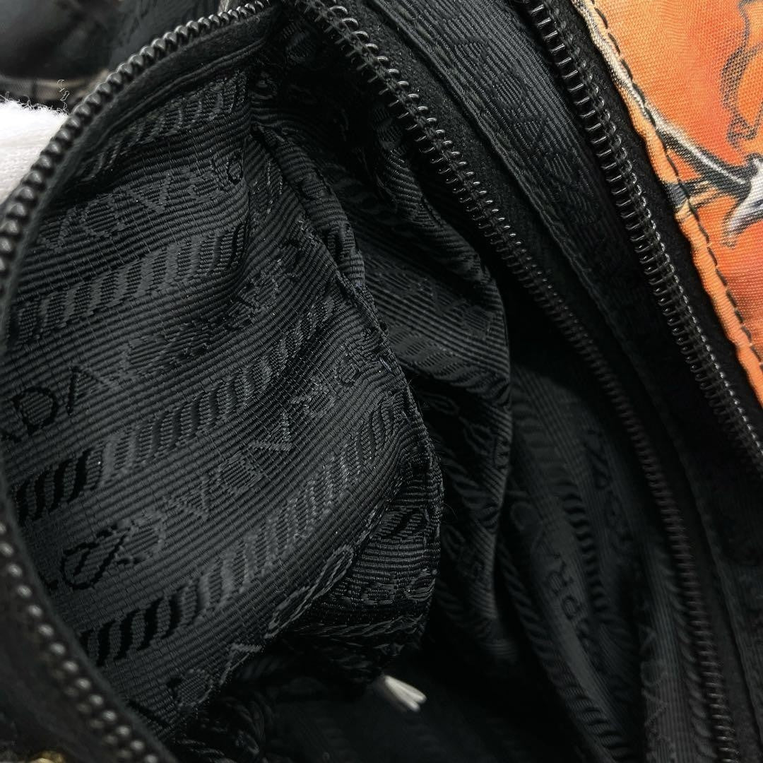 PRADA Hand Shoulder Bag Tote Purse 2way Logo Nylon Black Multicolor Authentic