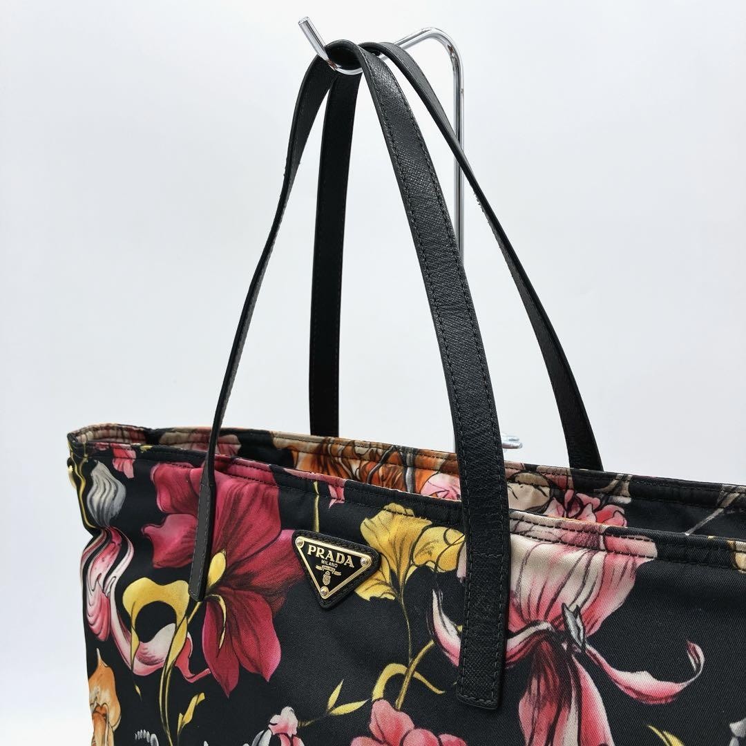 PRADA Hand Shoulder Bag Tote Purse 2way Logo Nylon Black Multicolor Authentic