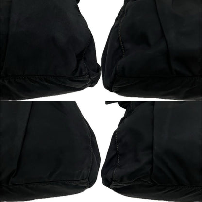 PRADA Hand Bag Tote Purse Logo Nylon Leather Black Authentic