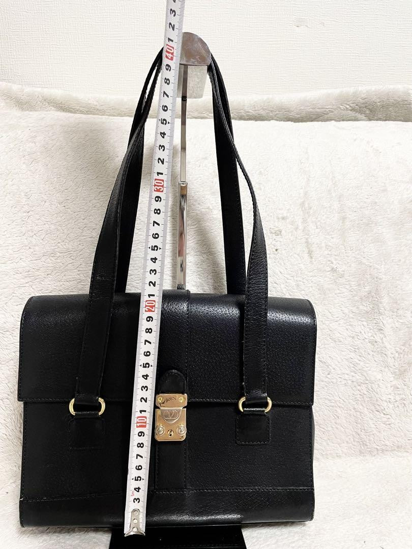 Valentino Garavani Hand Bag Tote Purse Logo Leather Black Authentic