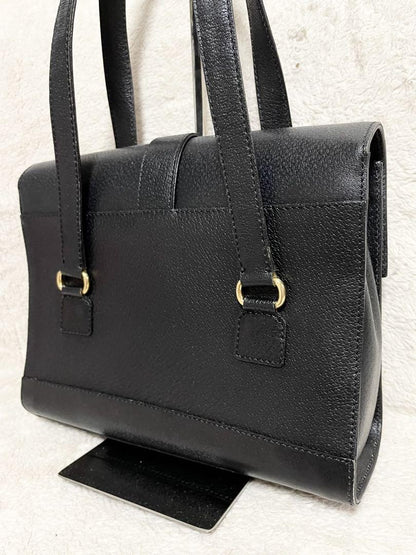 Valentino Garavani Hand Bag Tote Purse Logo Leather Black Authentic