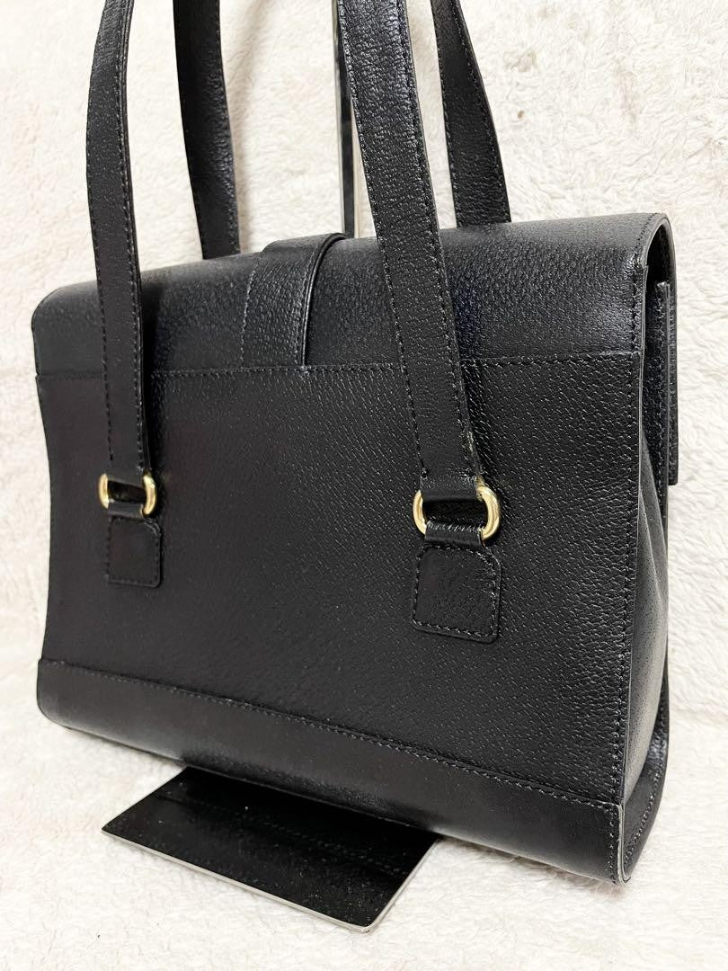 Valentino Garavani Hand Bag Tote Purse Logo Leather Black Authentic