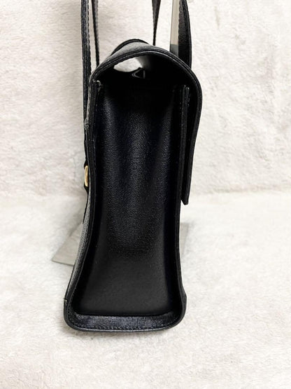 Valentino Garavani Hand Bag Tote Purse Logo Leather Black Authentic