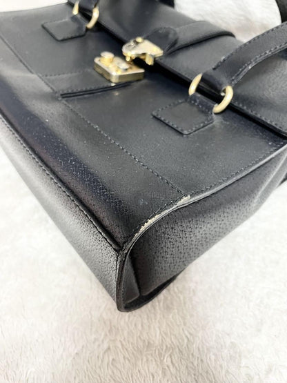 Valentino Garavani Hand Bag Tote Purse Logo Leather Black Authentic