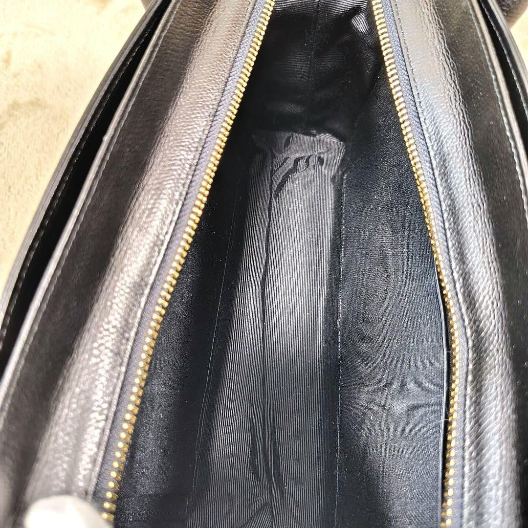 Valentino Garavani Hand Bag Tote Purse Logo Leather Black Authentic