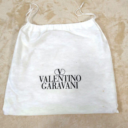 Valentino Garavani Hand Bag Tote Purse Logo Leather Black Authentic